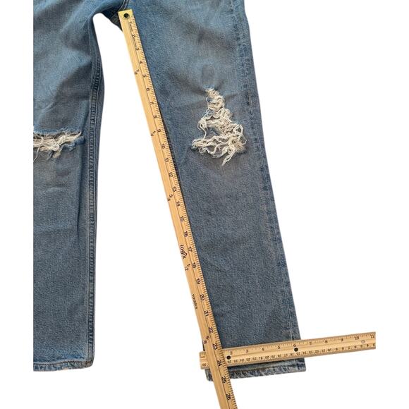 Agolde | high rise distressed cropped Riley in light wash | size 24 - Picture 4 of 8